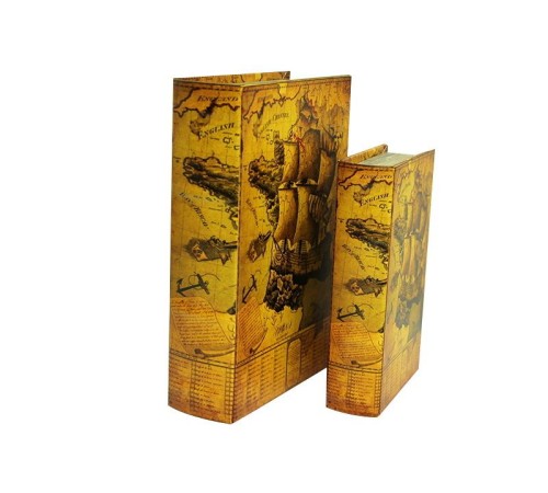 Kutu Kitap Harita 2'li Set Dekoratif Hediyelik