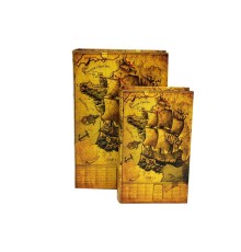 Kutu Kitap Harita 2'li Set Dekoratif Hediyelik