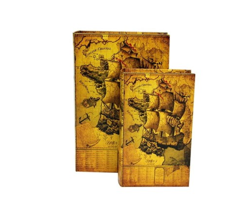 Kutu Kitap Harita 2'li Set Dekoratif Hediyelik