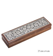 Gümüş Çiçek Desenli Ahşap Tesbih Kutusu