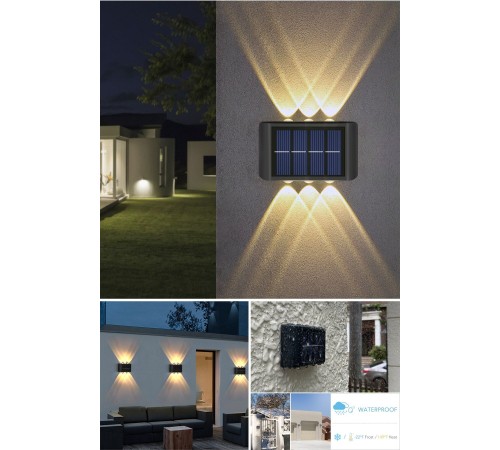 6ledli  Solar Duvar Lambası Aplik Güneş Enerji Gün Işığı 2 Li Set