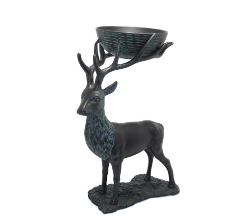 Metal Geyikli Kase 55 Cm Dekoratif Hediyelik
