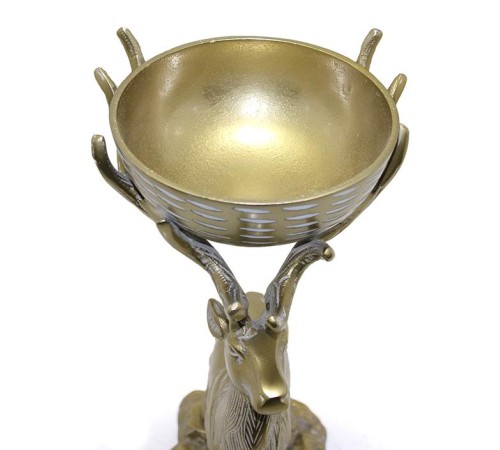 Metal Geyikli Kase 32 Cm Dekoratif Hediyelik