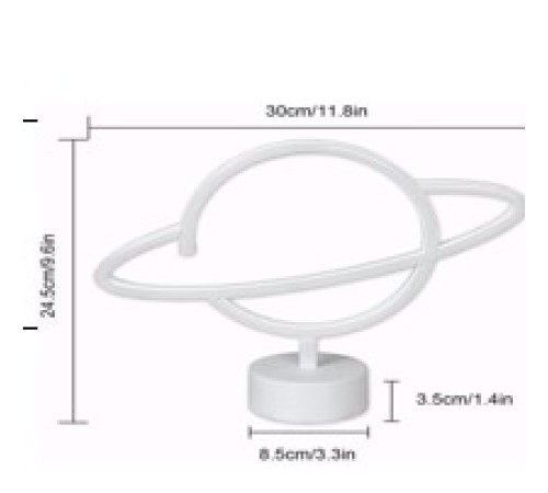 Neon Işıklı Satürn Lamba Pil+Usb