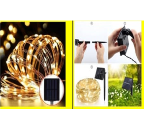 Solar Peri Led 20m 200 Led Gün Işığı Bahçe Aydınlatma Dekorasyon Güneş Enerjili