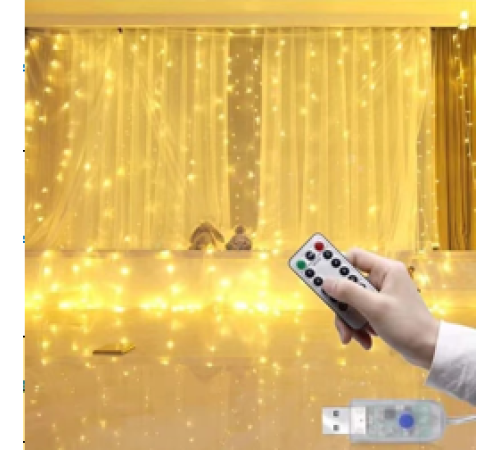 Tel Perde Led 3*3m 300 Led Gün Işığı
