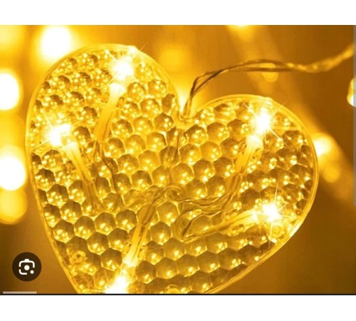 Kalp Perde Led 3m 6 Sıra 12 Adet Kalp Led ışık Gün Işığı