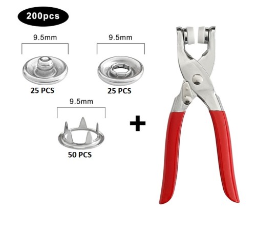 Metal Çıtçıtlı Düğme Pensesi ve Düğmesi (25 Set)