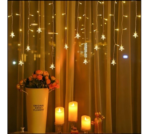 Yıldız 4m 96 Led 19 Saçak 40-50-60cm Gün Işığı yıldız boyutu:7cm