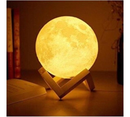Ahşap Standlı Ay Gece Lambası 12Cm