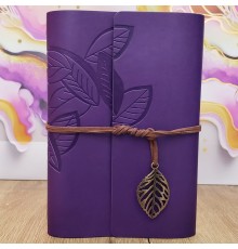 Yaprak Desenli Çizgisiz Deri Defter