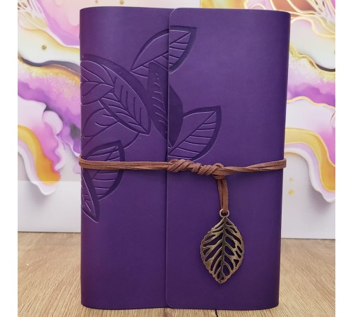 Yaprak Desenli Çizgisiz Deri Defter