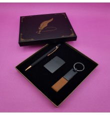 Siyah Rubber Kalem Çakmak ve Anahtarlık Set