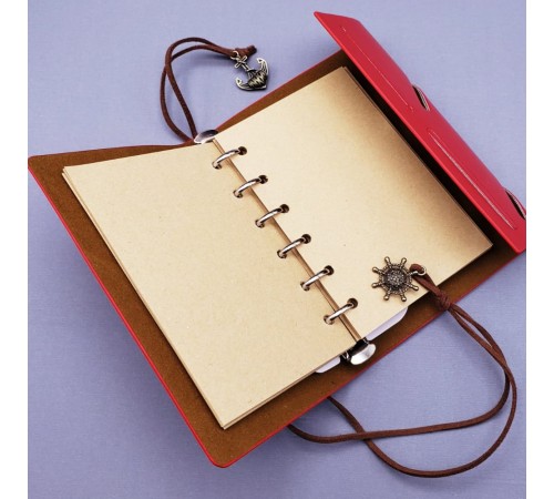 Küçük Boy Pusula Baskılı Deri Defter