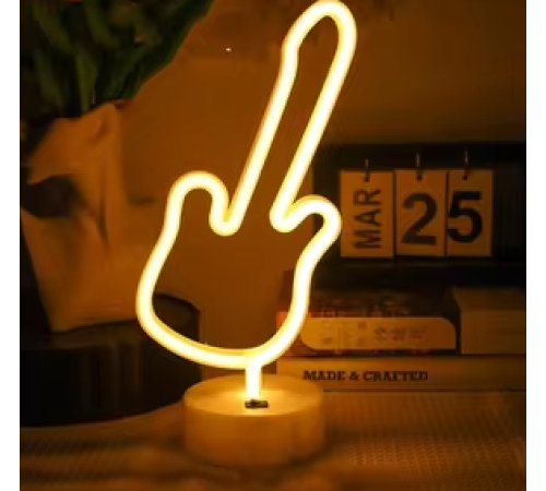 Neon Gitar Masa Lambası PİL+USB