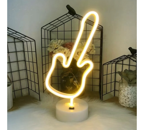 Neon Gitar Masa Lambası PİL+USB