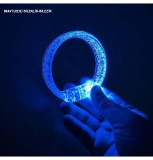 Mavi Led Işıklı Baskı Yapılabilen Pilli Bileklik Bilezik 1,5 cm Genişlik