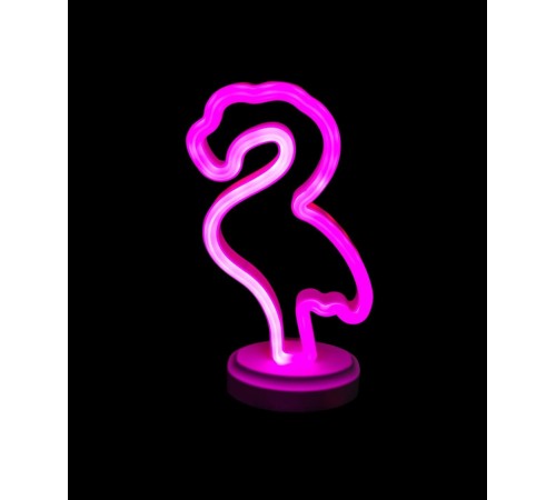 Neon Işıklı Flamingo Yazılı Masa Gece Lambası PİL+USB