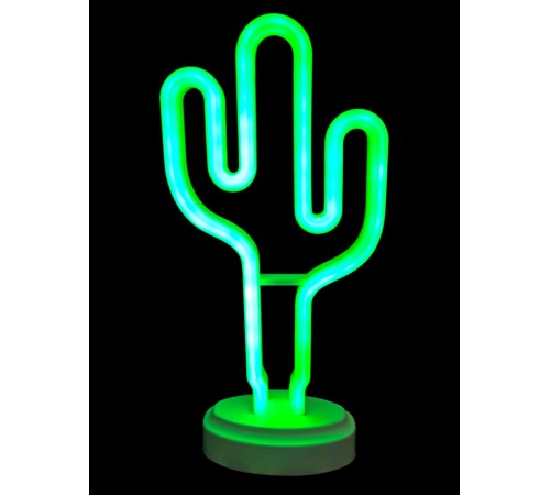 Neon Işıklı Kaktüs Masa Gece Lambası Pil+Usb