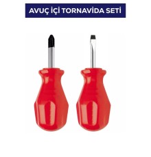 2'li Avuç Içi Tornavida Seti Düz Yıldız