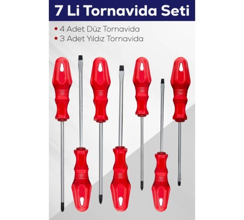 7'li Tornavida Seti (4 ADET DÜZ TORNAVİDA 3 ADET YILDIZ TORNAVİDA)
