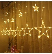 Yıldız Sarkıtlı Perde LED Aydınlatma - 3m Genişlik, 8 Modlu, Günışığı Renk,Ev Süsleme Işığı