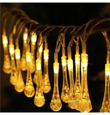 10 Led 2 Metre Sarı Kristal Su Damlası Güneş Enerjili Led Işık Solar Bahçe Ağaç Lamba Aydınlatması