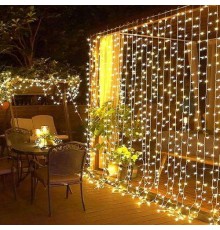 3x3m Perde LED - 8 Fonksiyonlu, Su Geçirmez İç Dış Mekan Teras Dekor Işıkları