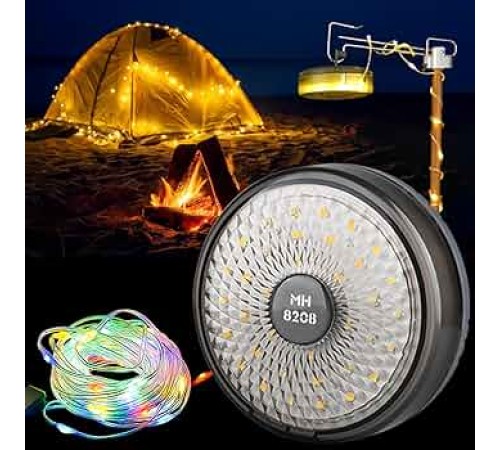 Şarjlı 10 Metre Ledli Şarj Göstergeli 8 Işık Modlu Hareketli Ve Flaşör Modlu Kamp Lambası Led Işık