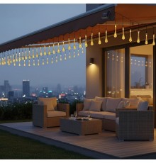 Damla Şeklinde 50 Led Güneş Enerjili Bahçe Balkon Aydınlatma 7 Metre ışık