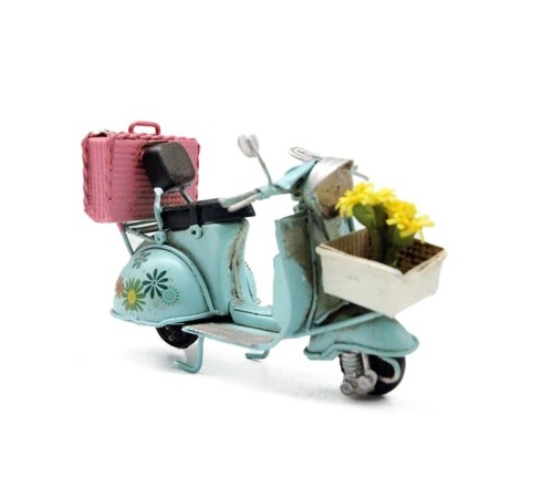 Dekoratif Metal Scooter Önü Sepetli