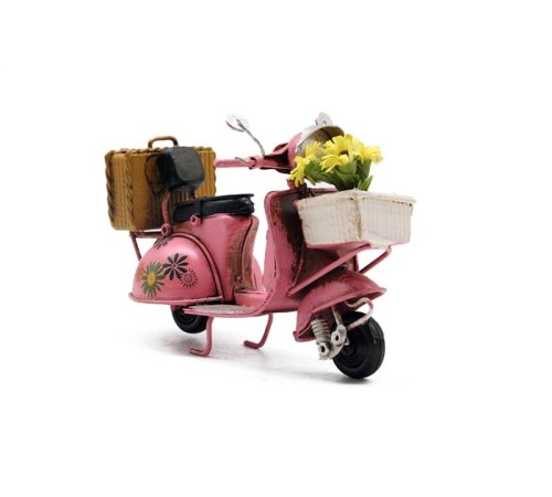 Dekoratif Metal Scooter Önü Sepetli