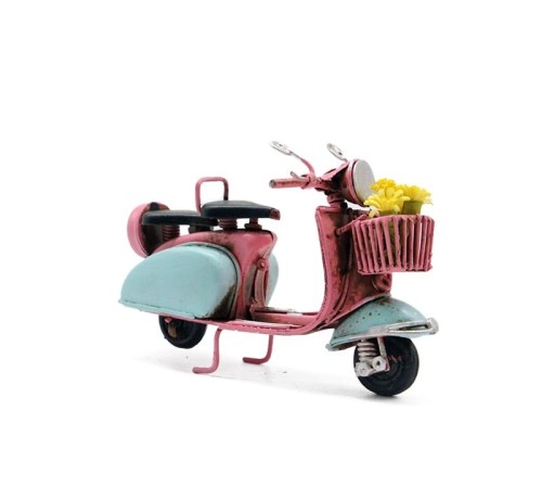 Dekoratif Metal Scooter Önü Sepetli