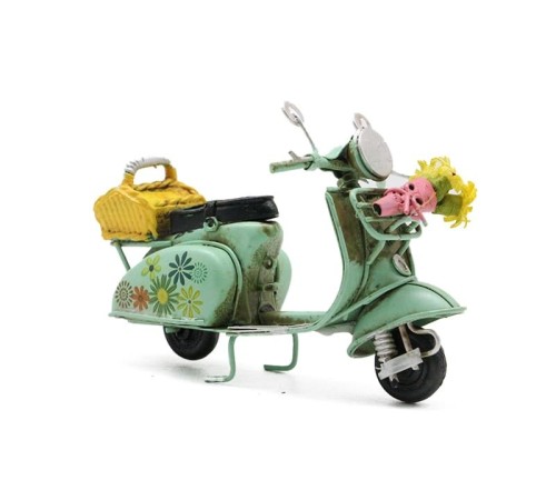 Dekoratif Metal Scooter Önü Sepetli