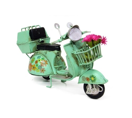 Dekoratif Metal Scooter Sepetli