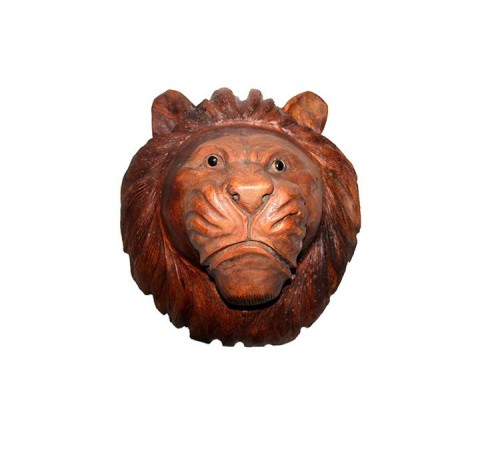 Dekoratif 40Cm Ahşap Aslan Kafası Hediyelik