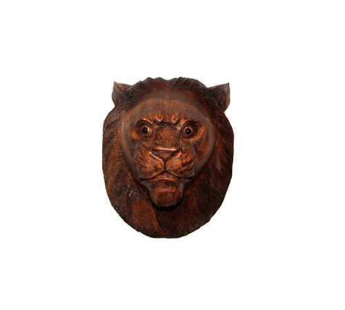 Dekoratif 30cm Ahşap Aslan Kafası Hediyelik