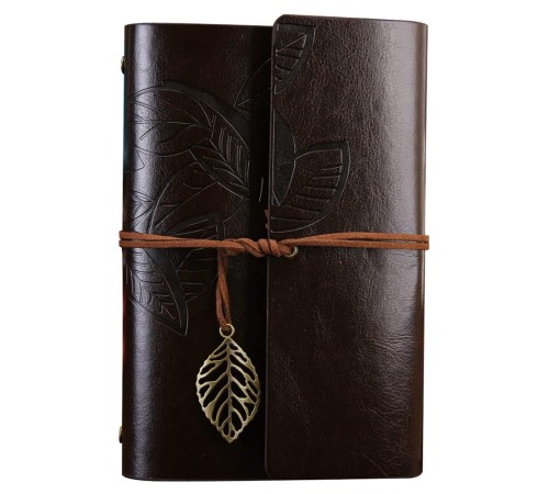 Büyük Yaprak Desenli Deri Defter