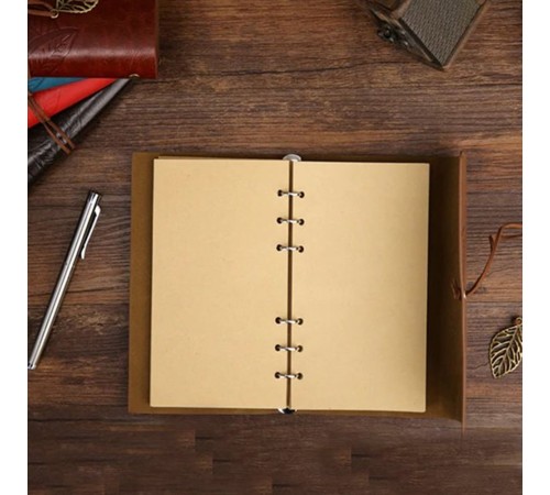 Yeşil Deri Kapaklı Yaprak Desenli Defter
