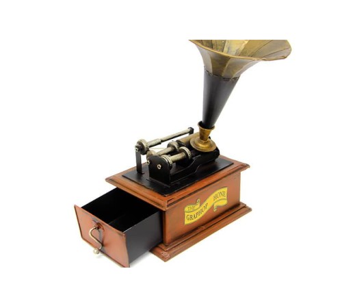Dekoratif Metal Gramofon Kutu Hediyelik