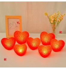 Led Işıklı Kırmızı Kalp Gece Lambası 12'li Paket