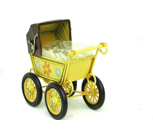 Dekoratif Metal Bebek Arabası Biblo Vintage Hediyelik