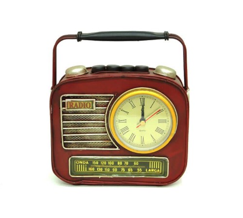 Dekoratif Metal Radyo Saatli Kumbara Vintage Biblo Hediyelik