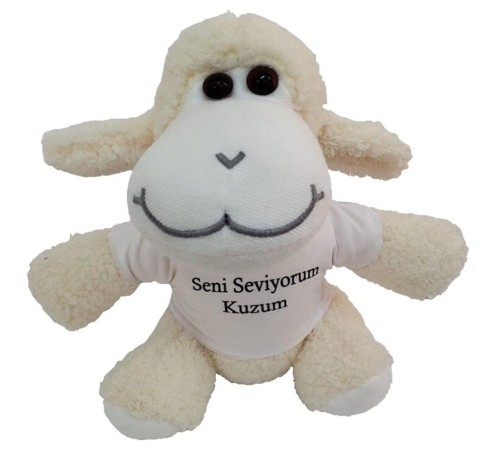 Seni Seviyorum Kuzum Tişörtlü Peluş Kuzu