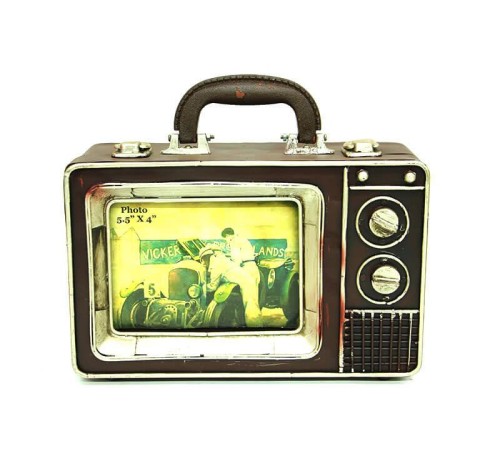Dekoratif Metal Televizyon Bavul Vintage Biblo Hediyelik