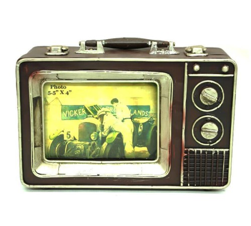 Dekoratif Metal Televizyon Bavul Vintage Biblo Hediyelik