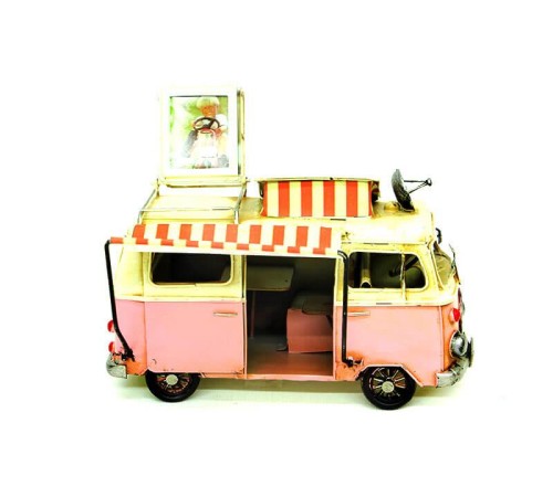 Dekoratif Metal Minibüs Çerçeveli ve Tenteli Vintage Hediyelik