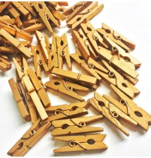 100'lü Gold Ahşap Fotoğraf Albüm  Mandal 2.5cm (10'lu Paket-1000 Adet)