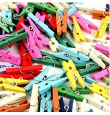 50'li Renkli Ahşap Fotoğraf Mandal 3.5cm (10'lu Paket-500 Adet)