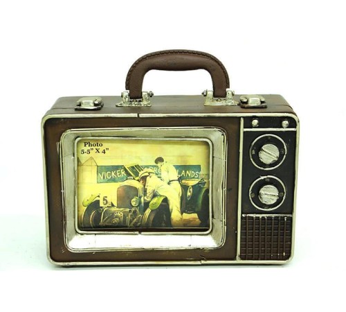 Dekoratif Metal Çerçeve Televizyon Temalı Vintage Hediyelik